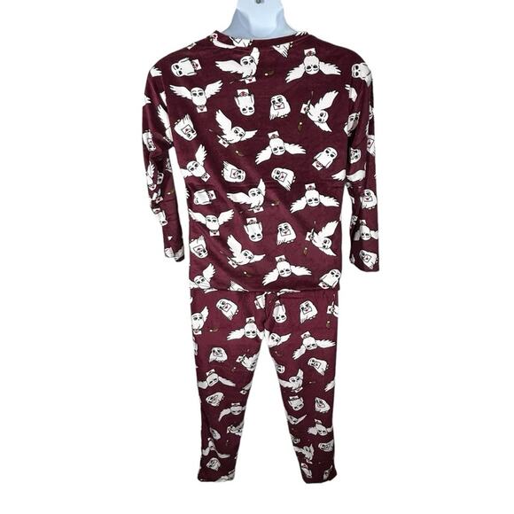 Harry Potter Wizarding World Hogwarts Hedwig Fleece Pajama Set Size Small - Picture 7 of 11